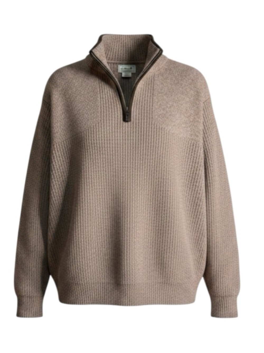 L.L. Bean 100% Merino Lambs Wool Brown Quarter Zip Sweater Men’s Size Large 2003